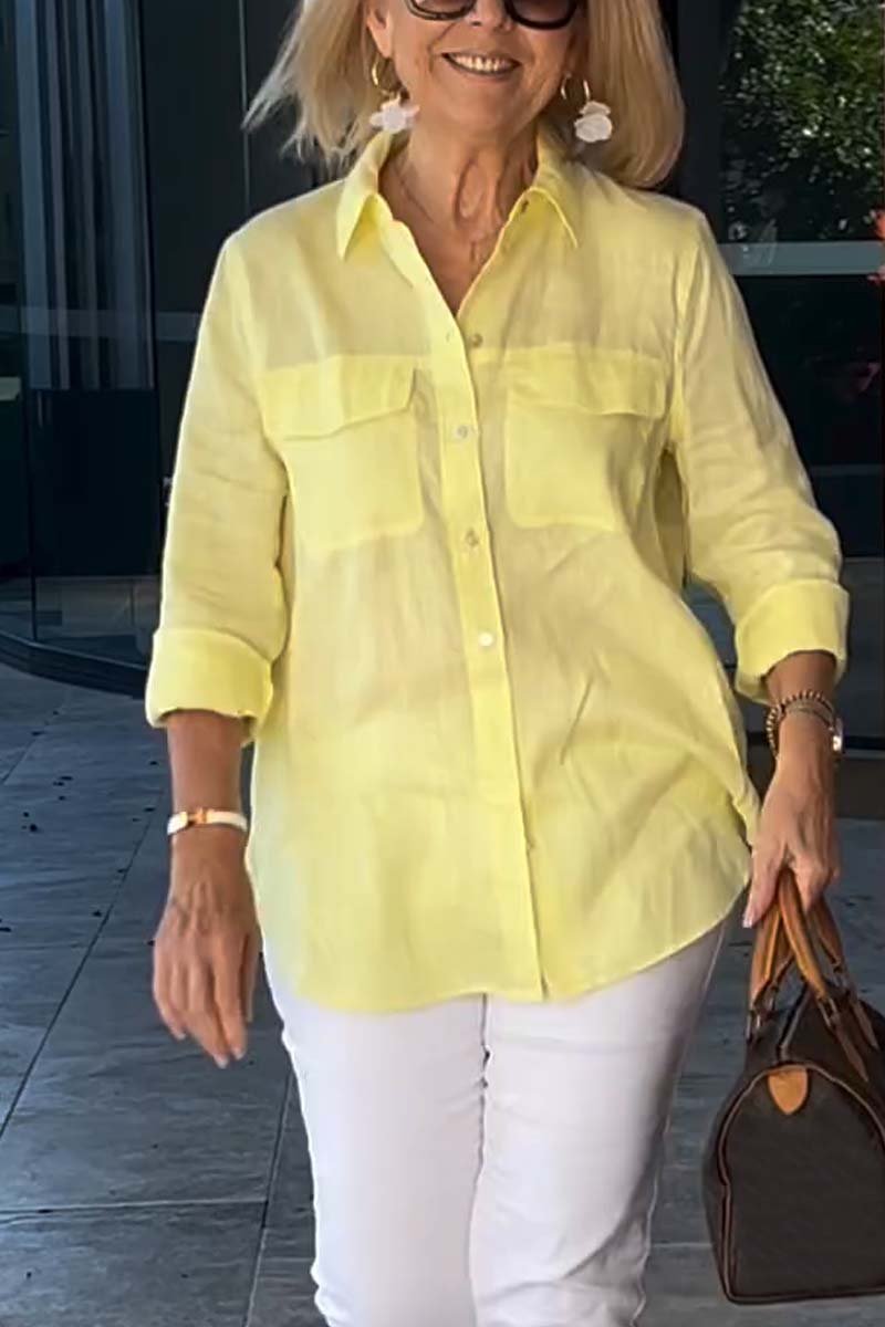 Hazel | Casual shirt in plain cotton and linen