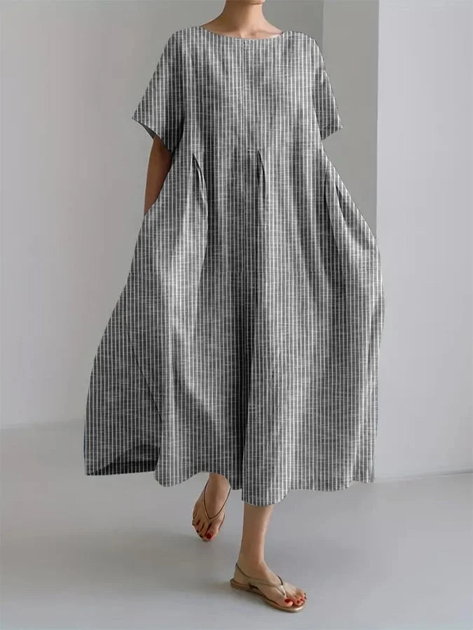 Sofie | Lang casual kjole med behagelig pasform og retro-stil til hverdag
