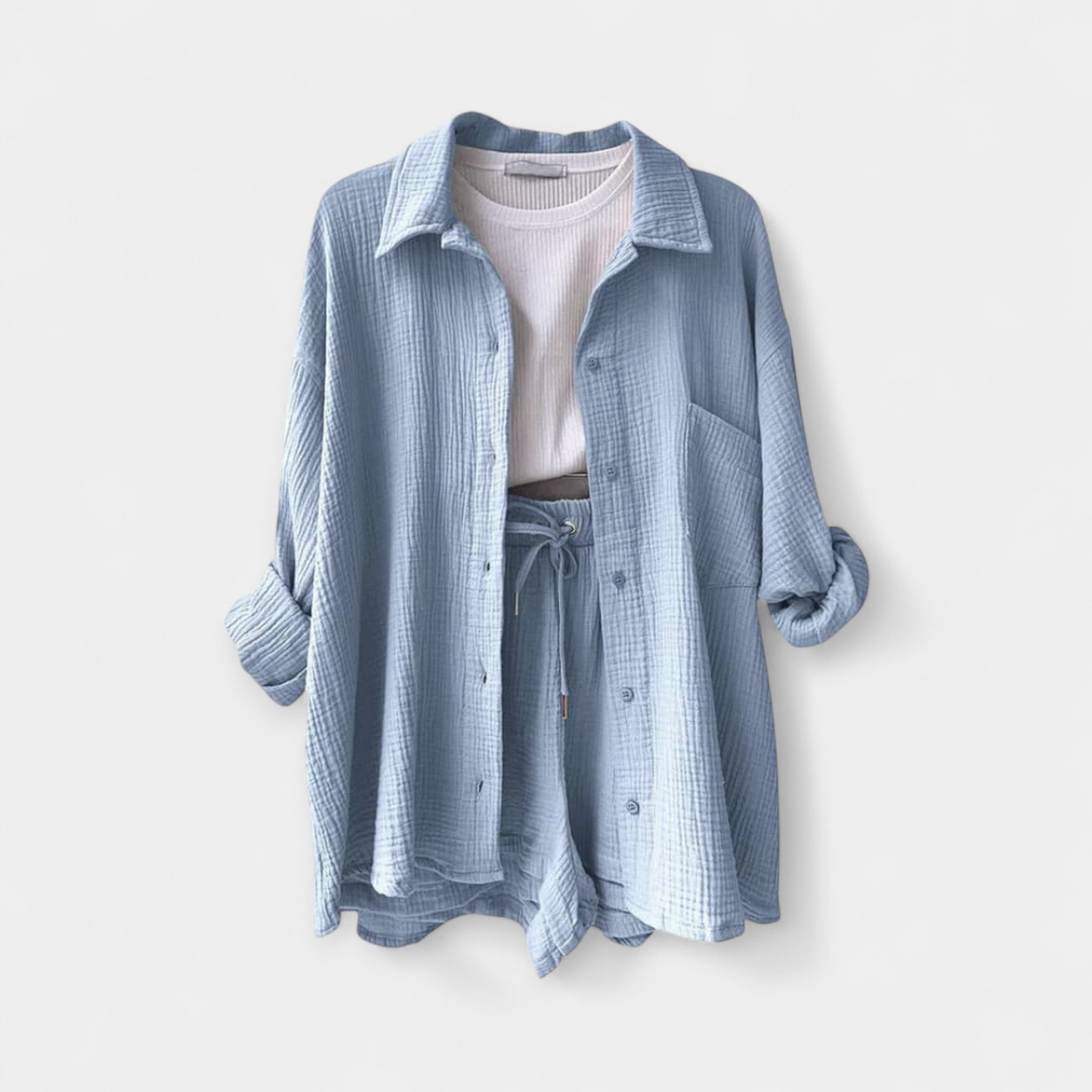 Dual Color Summer Outfit - Top and Shorts