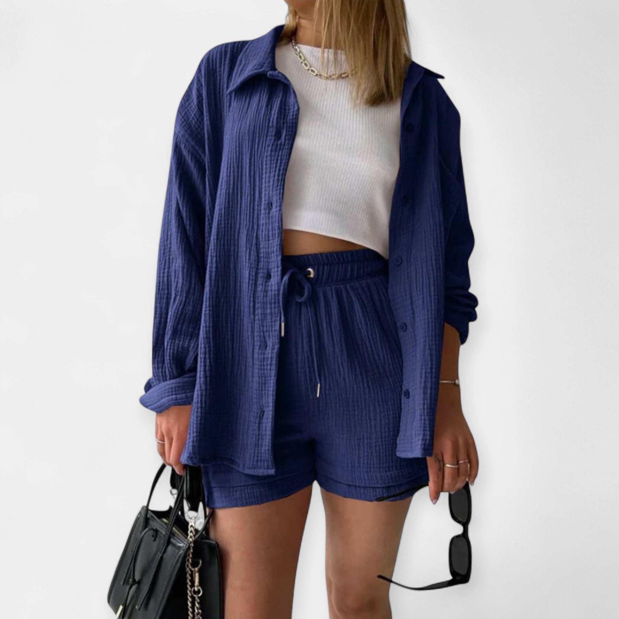 Dual Color Summer Outfit - Top and Shorts