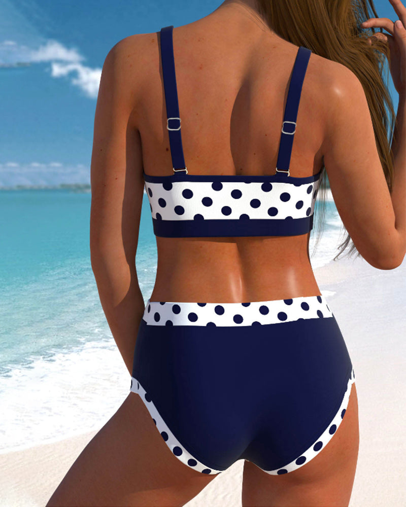 Hannah | Patchwork bikini with high waist and dots