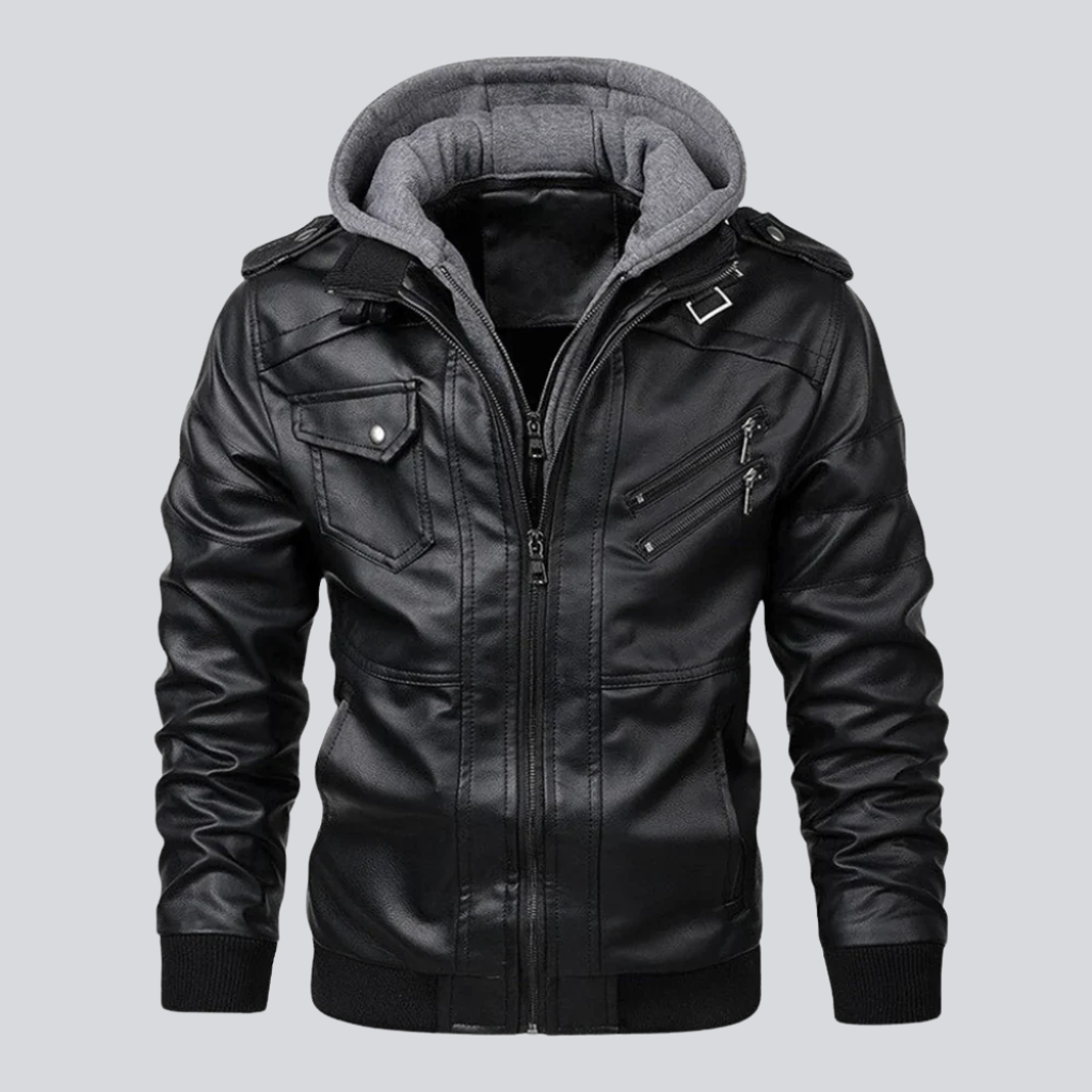 Jacob | Leather Jacket with Hood