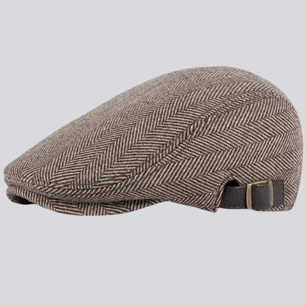 Edwin | Wool herringbone flat cap (Brown)