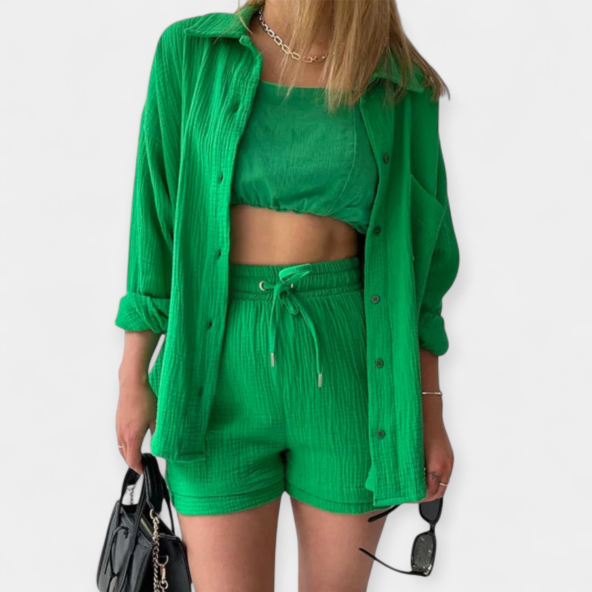 Dual Color Summer Outfit - Top and Shorts