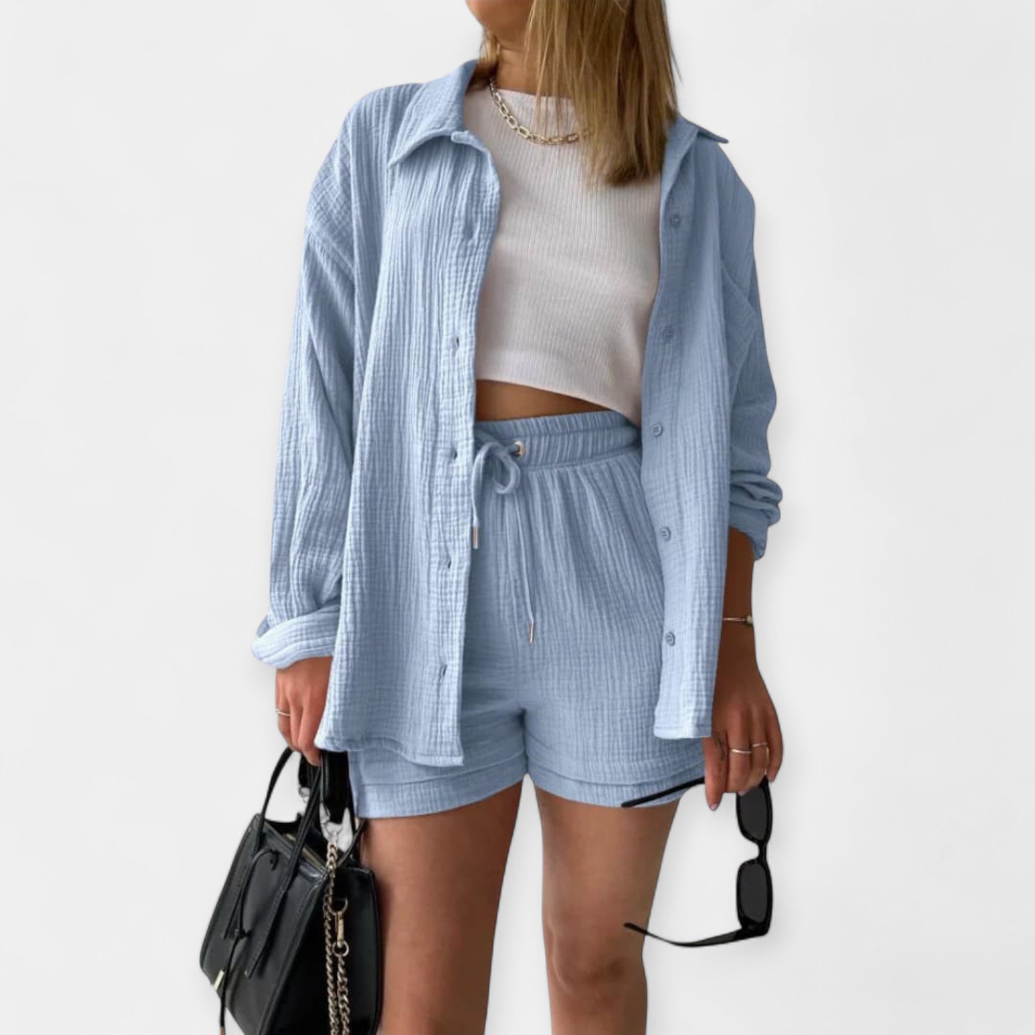 Dual Color Summer Outfit - Top and Shorts