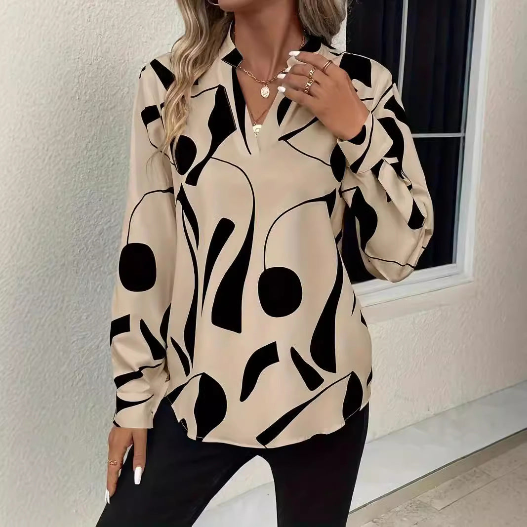 Celeste | Shirt with print and V-neck