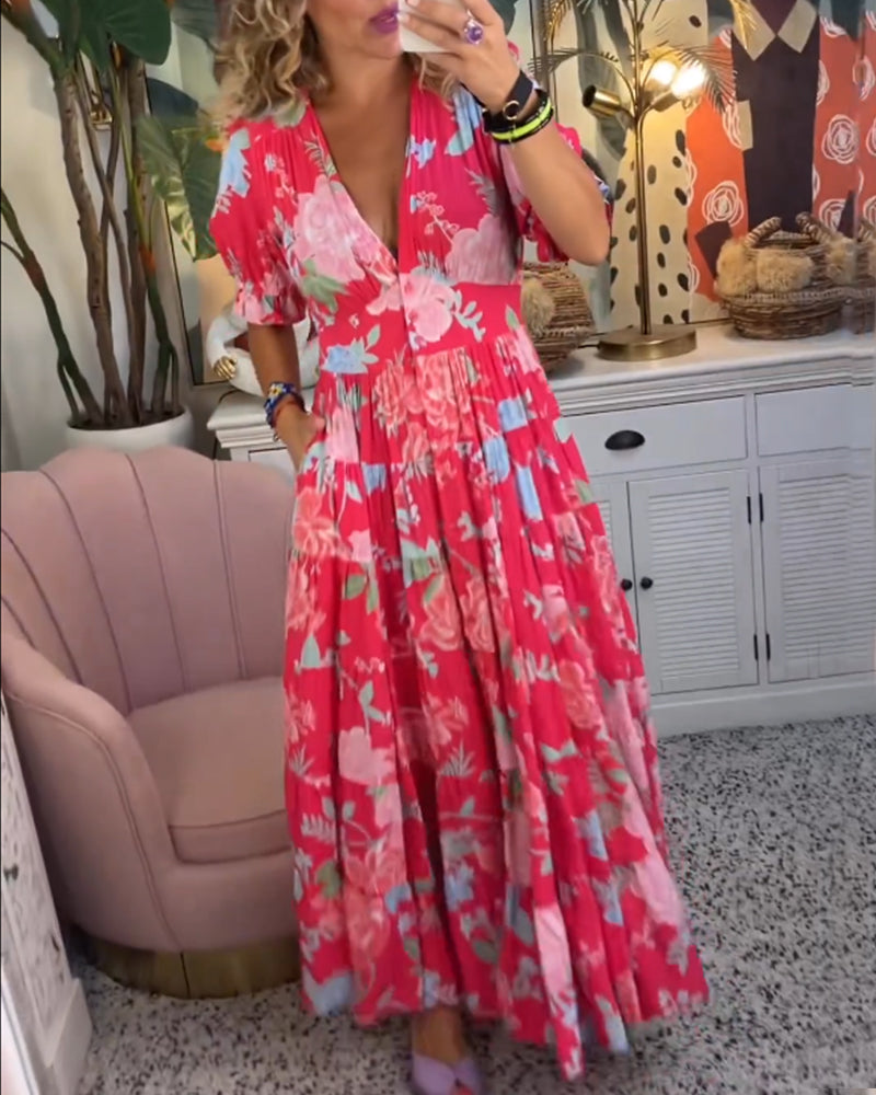Petra | kjole med blomsterprint og lommer