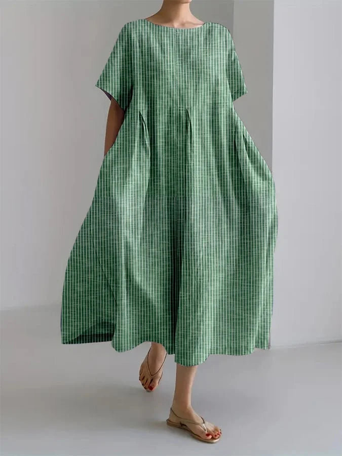 Sofie | Lang casual kjole med behagelig pasform og retro-stil til hverdag