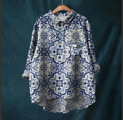 Ramona | Luxury shirt with beautiful blue pattern