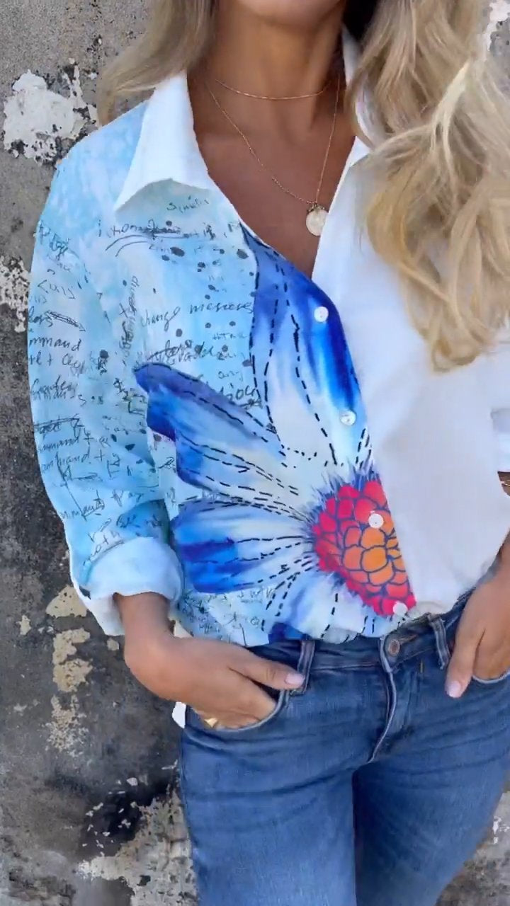 Hannah | Shirt with flaps and half print