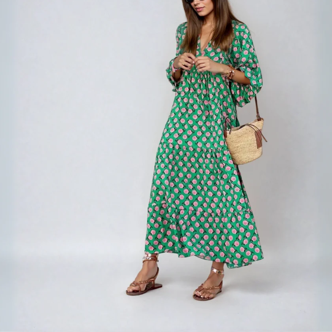 Elin | Boho Maxi Kjole i Bomuld