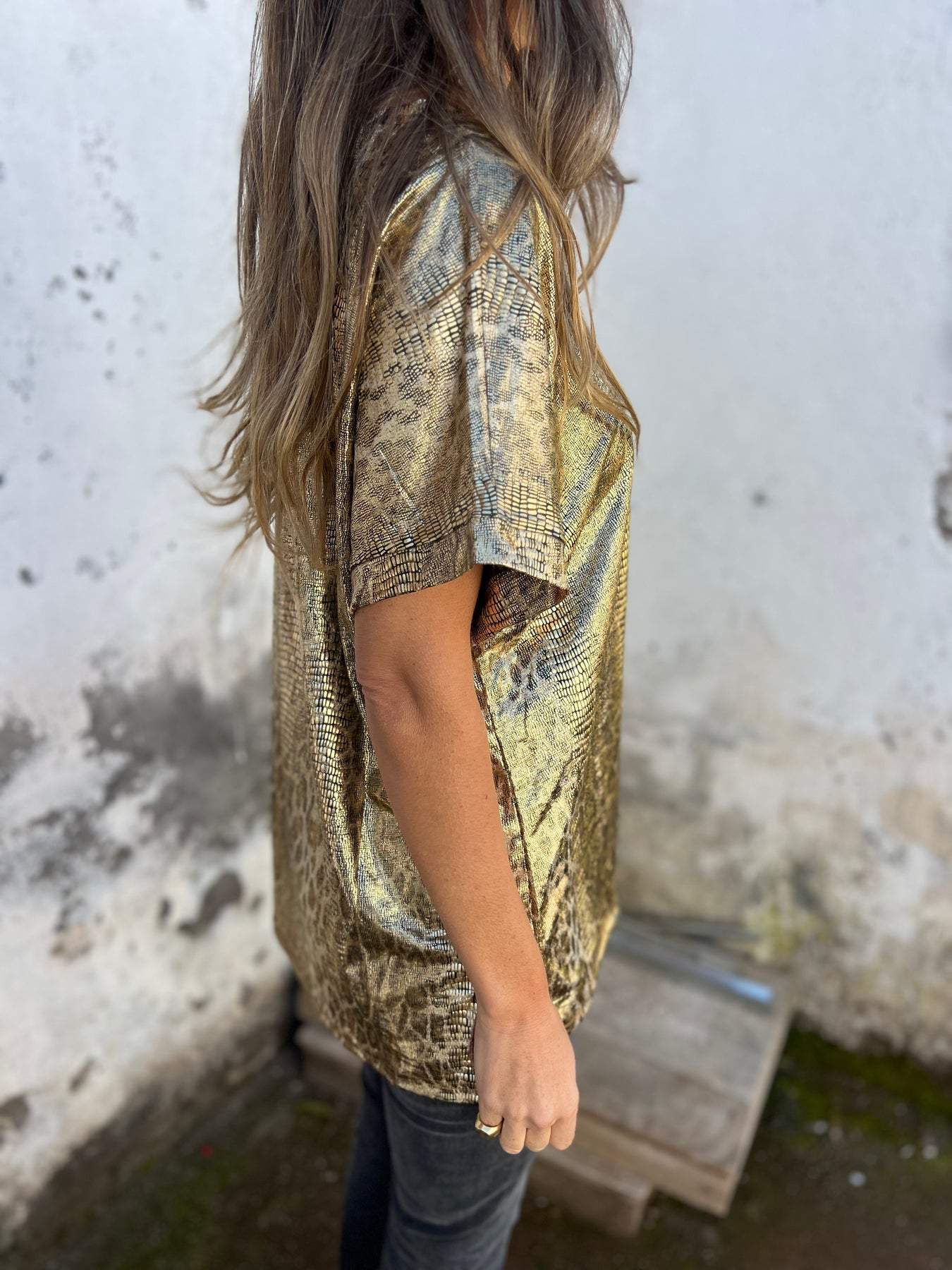 Lisa | Top with short sleeves and round neckline in leopard print