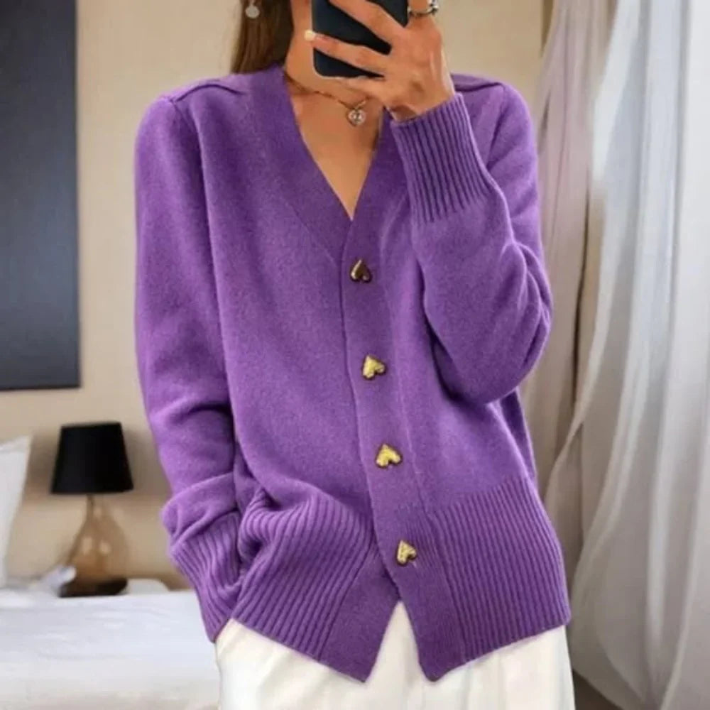 Naja | Elegant vest med hjerteformede knapper