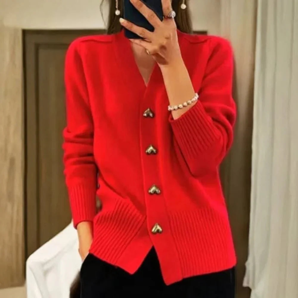 Naja | Elegant vest med hjerteformede knapper