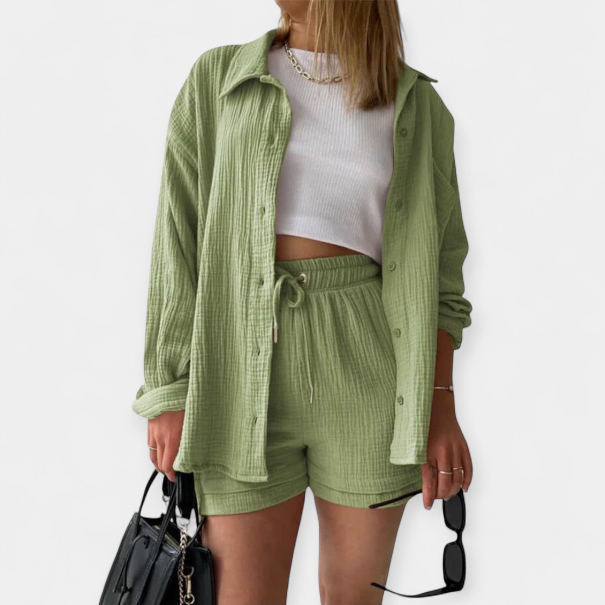 Dual Color Summer Outfit - Top and Shorts