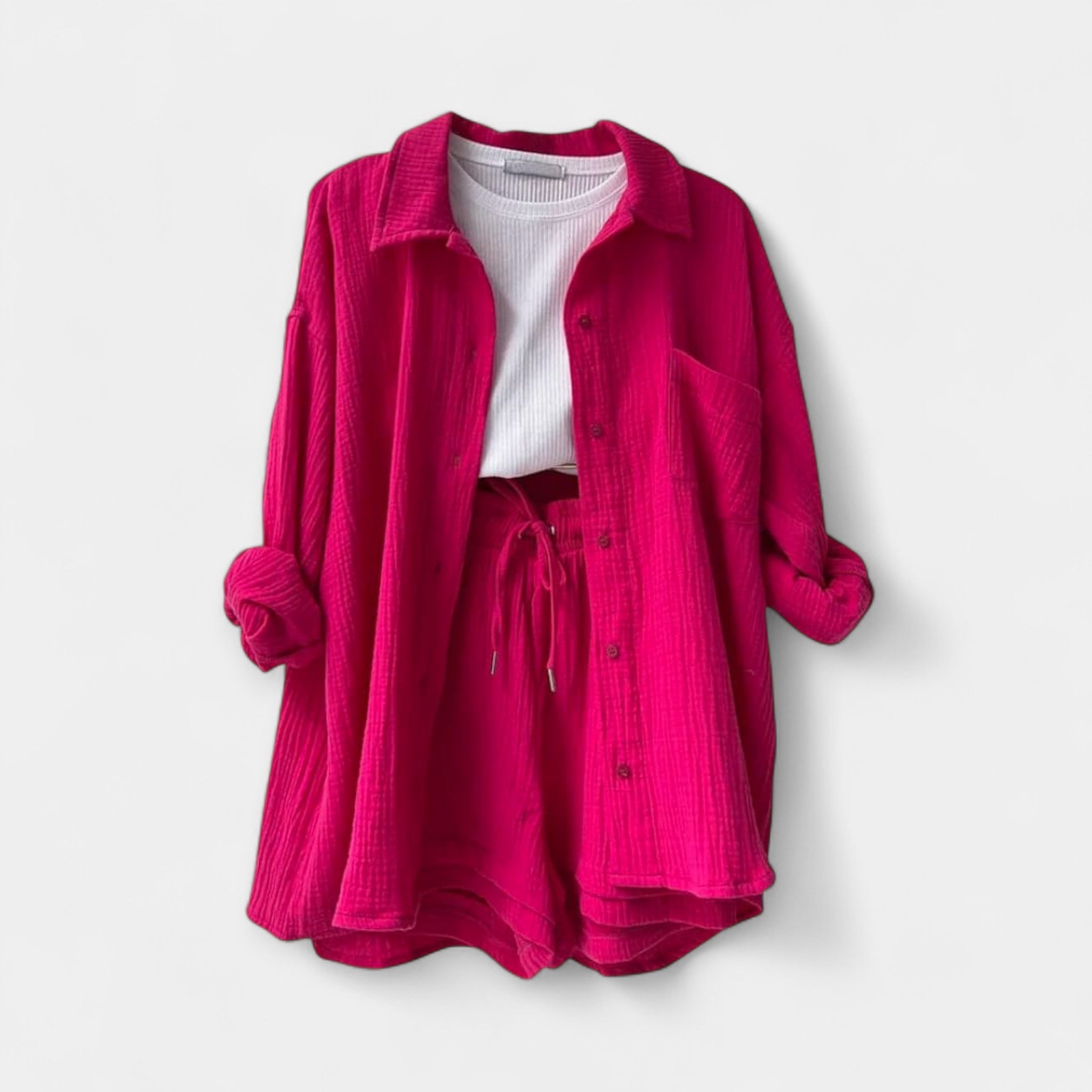 Dual Color Summer Outfit - Top and Shorts