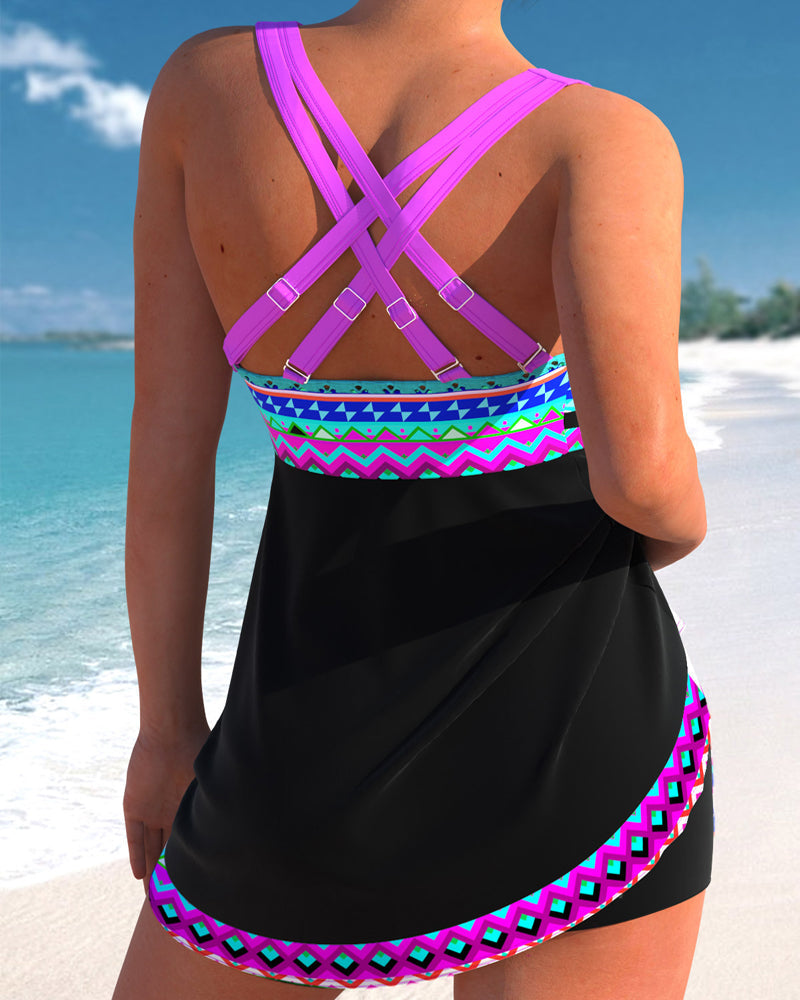Yana | Swimsuit with lace-up closure and striped pattern