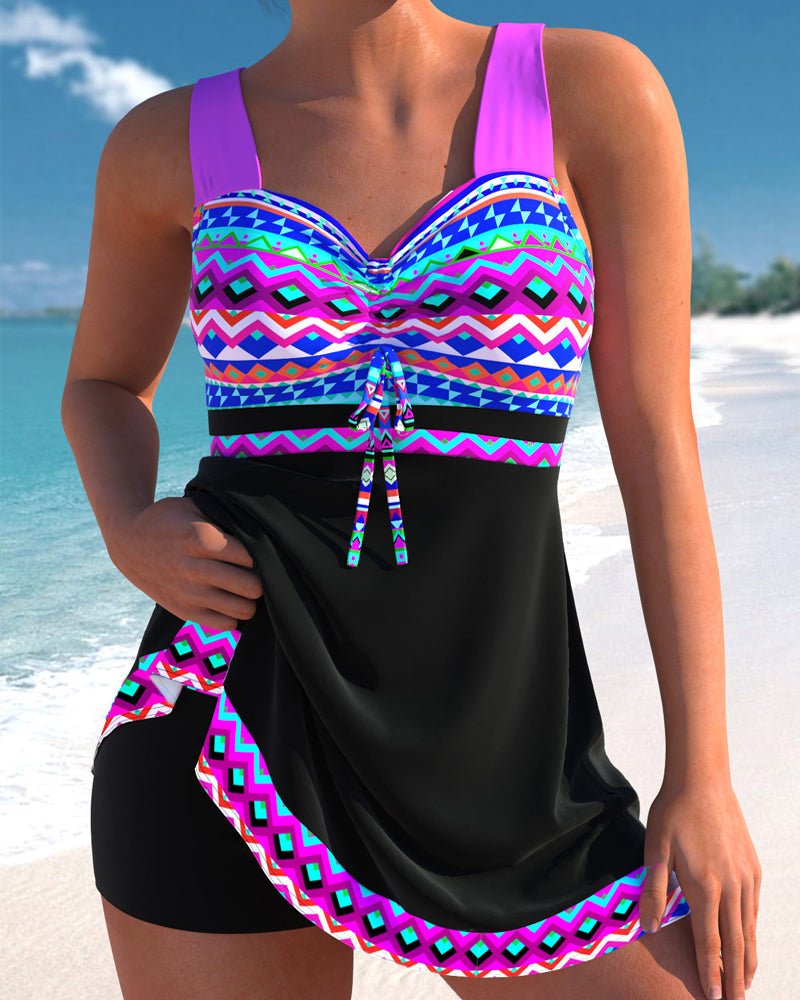 Yana | Swimsuit with lace-up closure and striped pattern