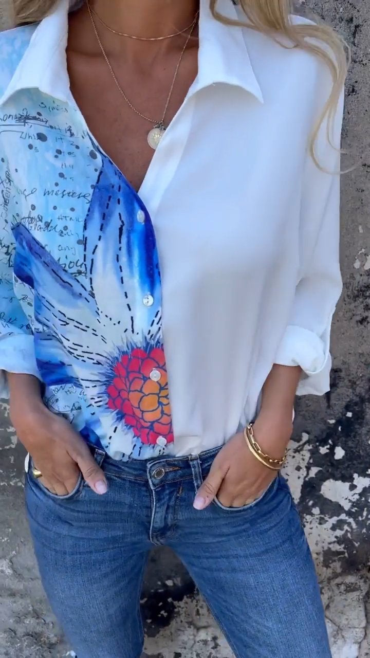 Hannah | Shirt with flaps and half print