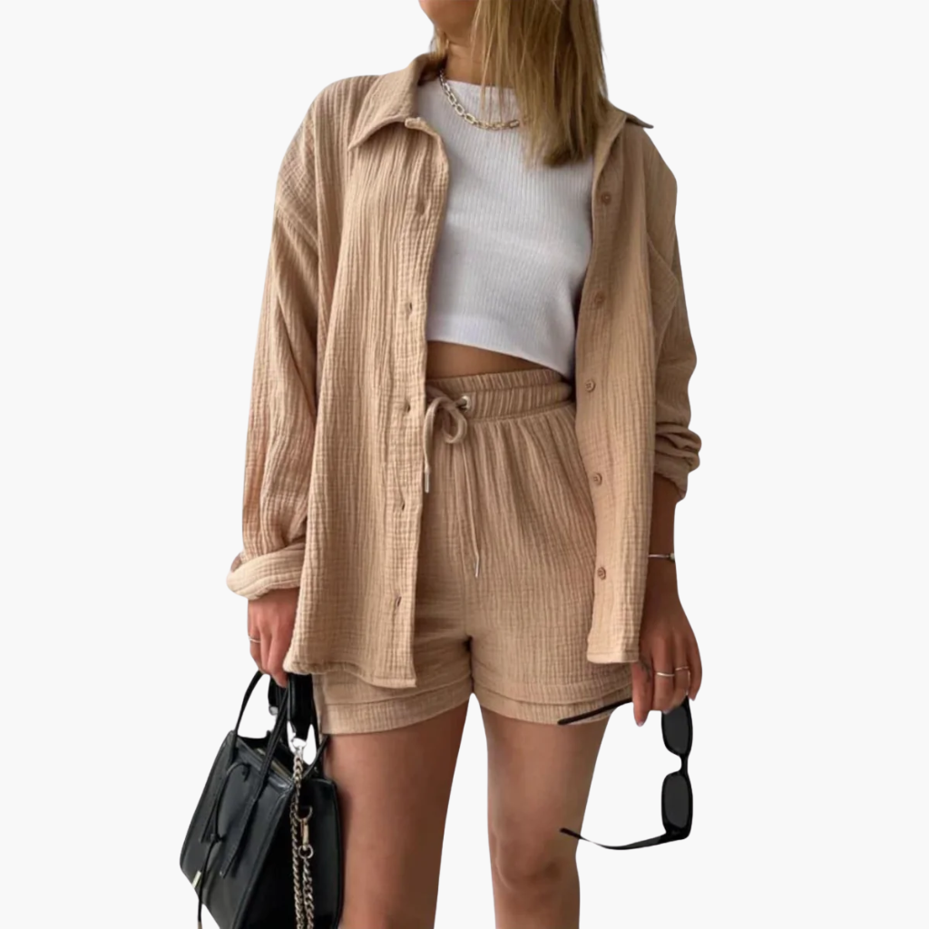 Dual Color Summer Outfit - Top and Shorts