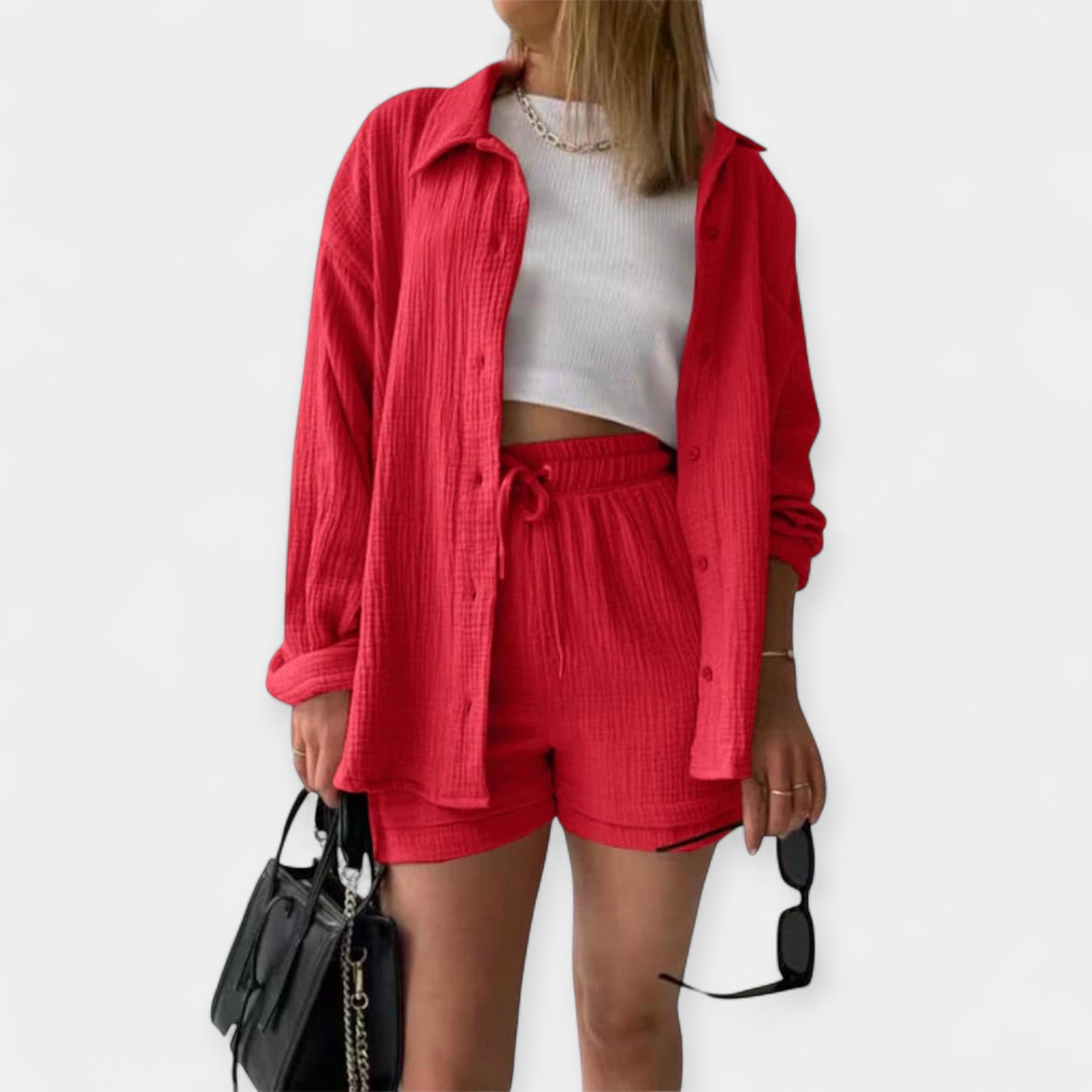 Dual Color Summer Outfit - Top and Shorts