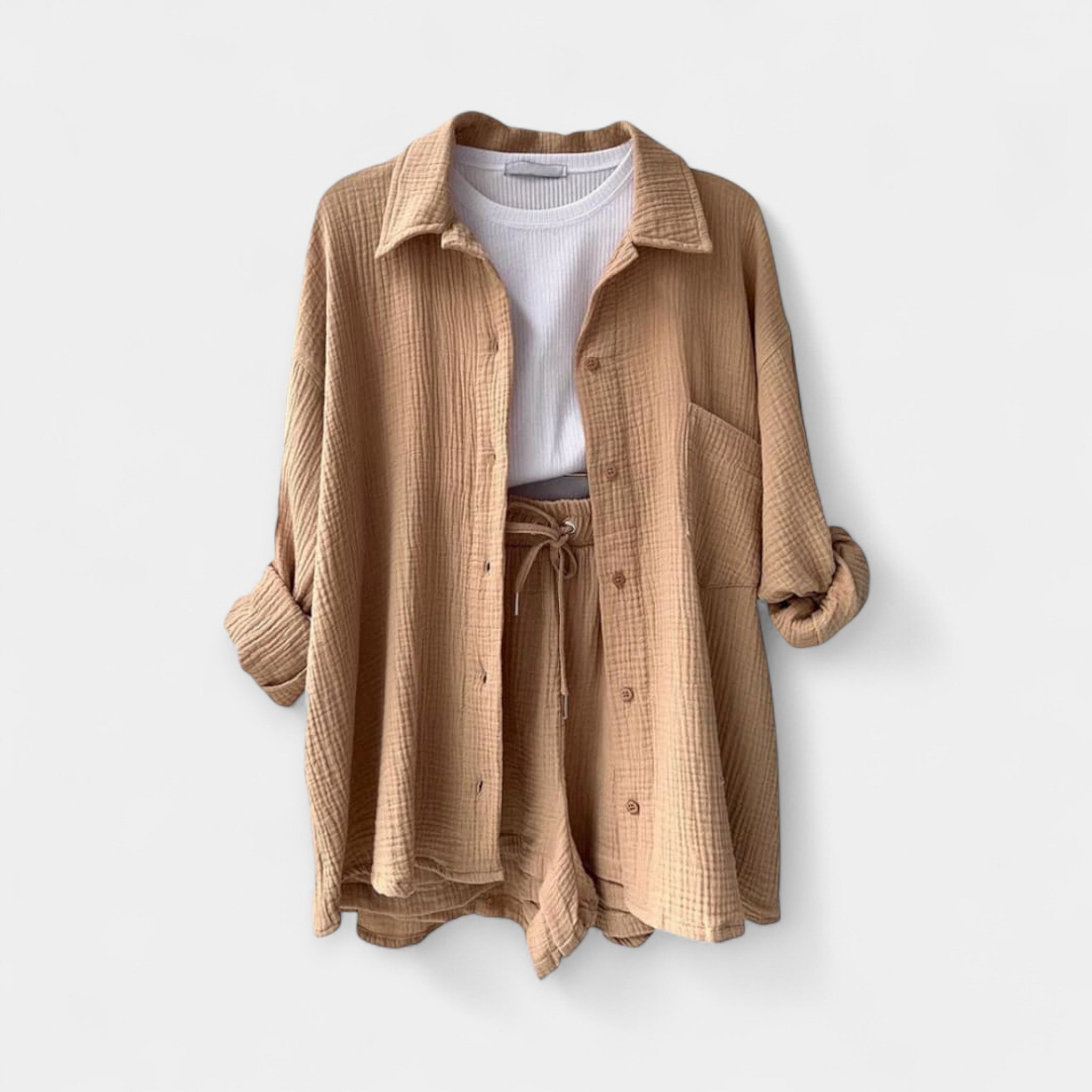 Dual Color Summer Outfit - Top and Shorts