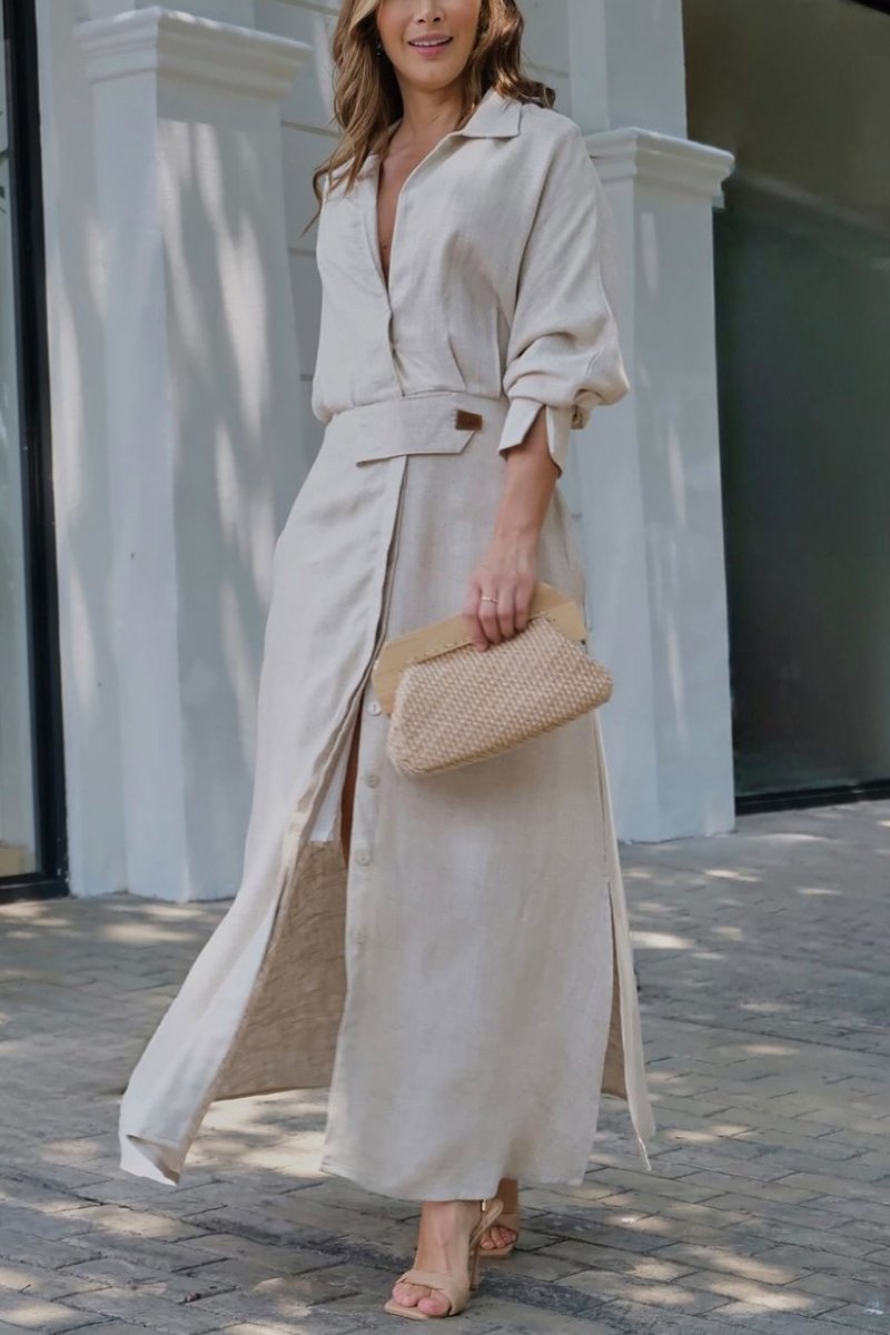 Madeleine | Solid color maxi dress in cotton and linen