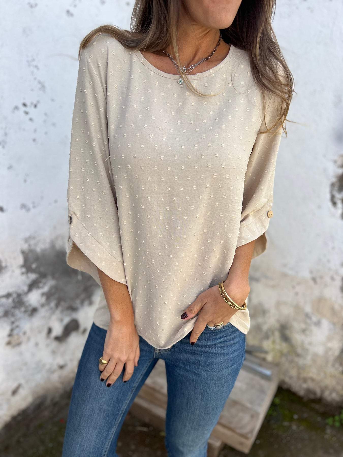 Carmen | Jacquard top for everyday wear with round neckline