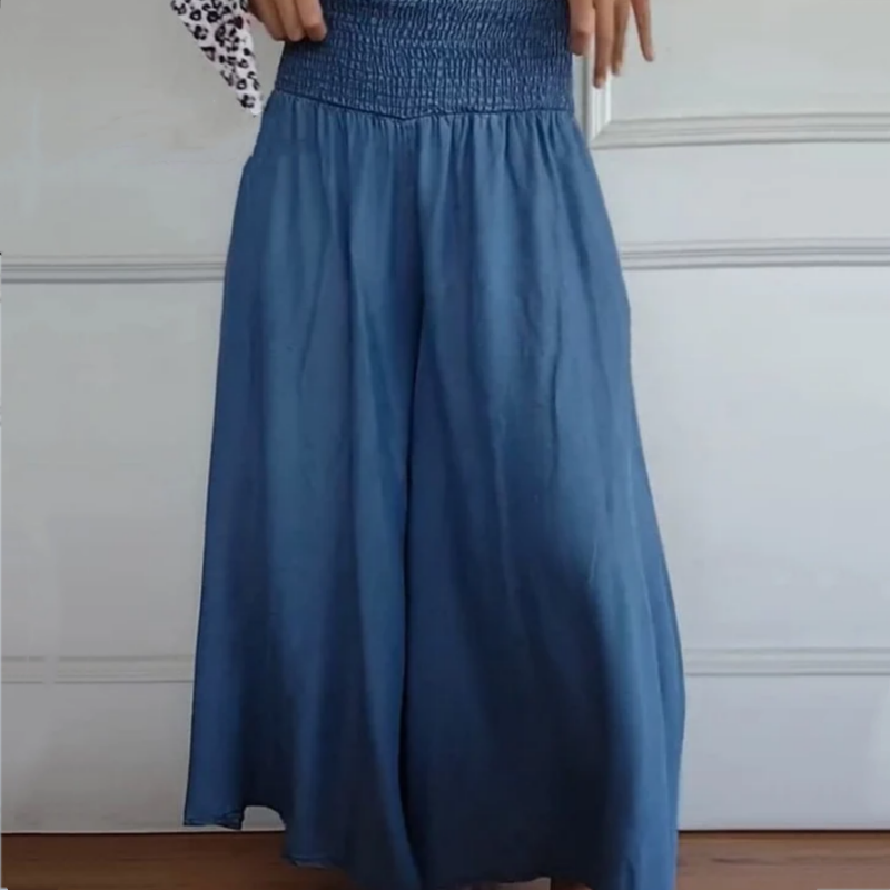 An | Damjeans med brede ben, høj talje og lommer