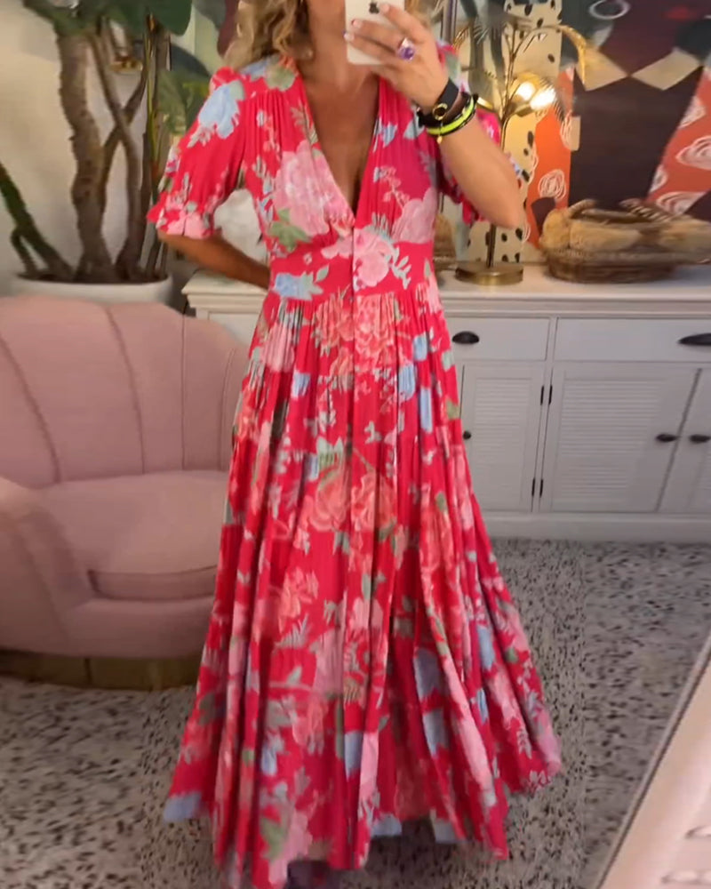 Petra | kjole med blomsterprint og lommer