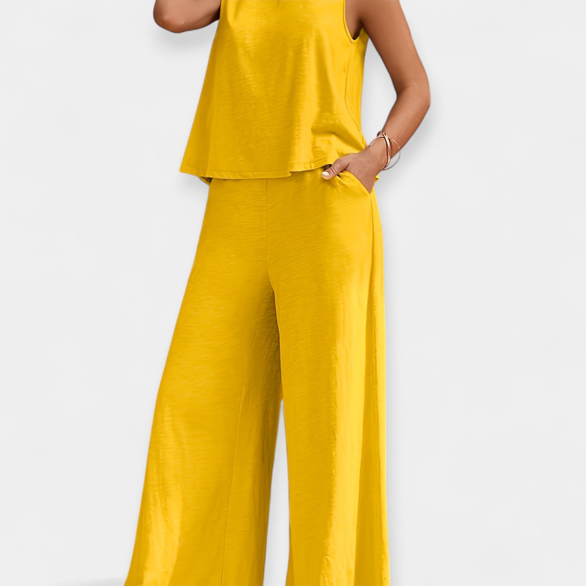 Sleeveless Top and Wide-Leg Pants Ensemble