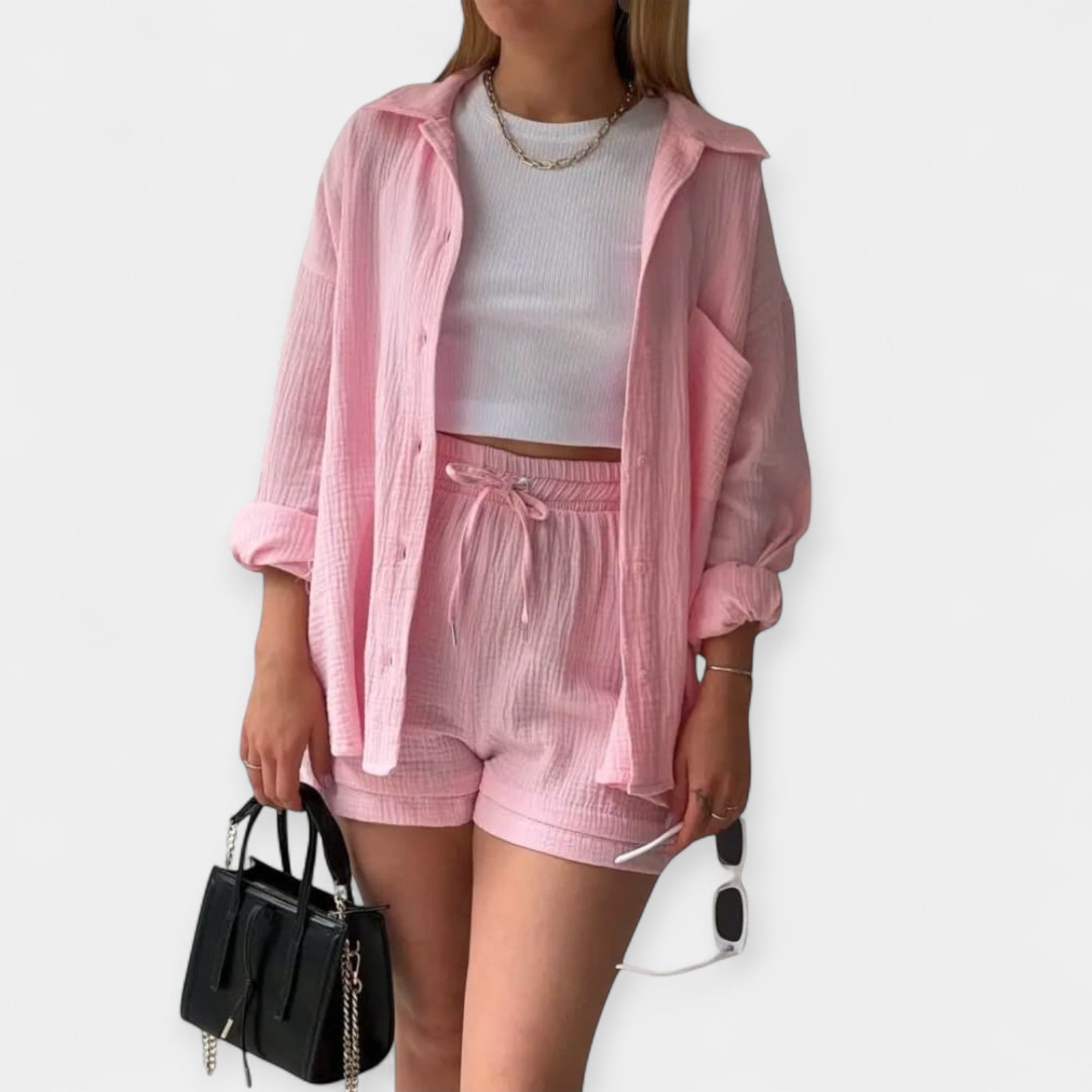 Dual Color Summer Outfit - Top and Shorts