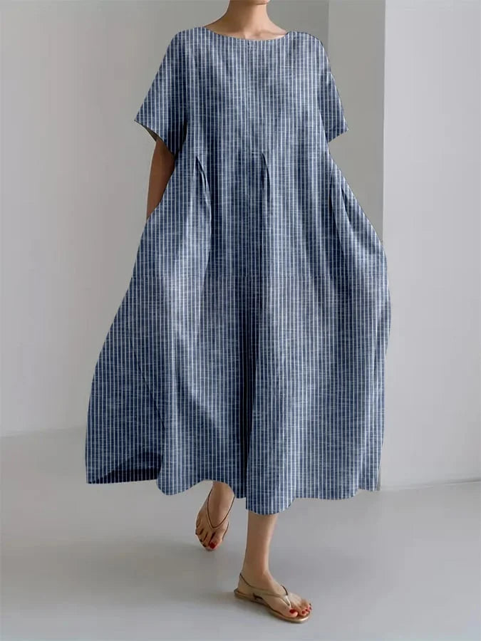 Sofie | Lang casual kjole med behagelig pasform og retro-stil til hverdag