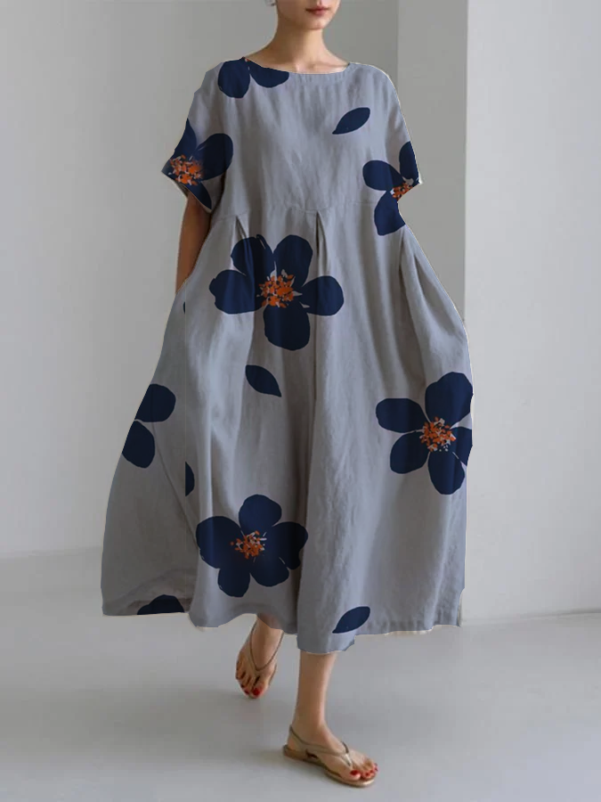 Alberte | Lang blomsterkjole med afslappet pasform og elegante detaljer til chic dage