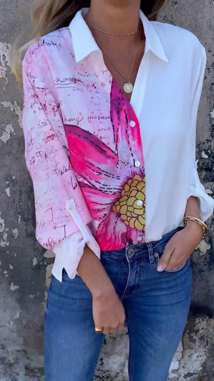 Hannah | Shirt with flaps and half print
