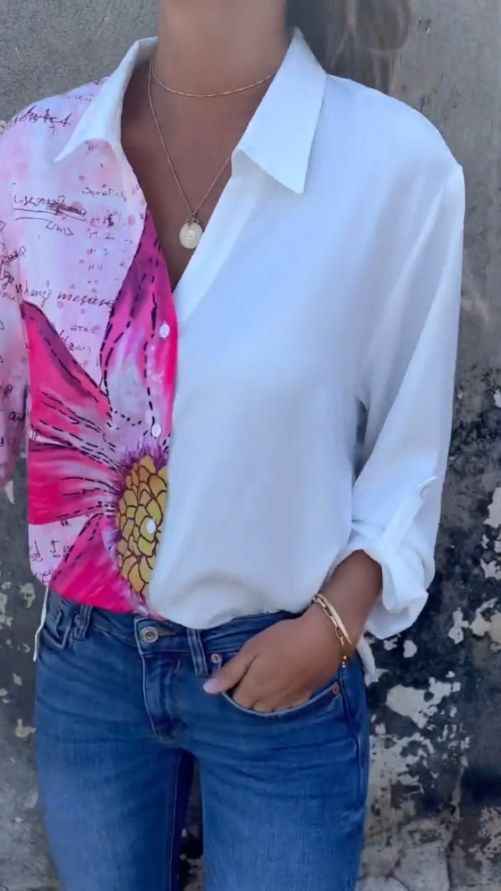 Hannah | Shirt with flaps and half print