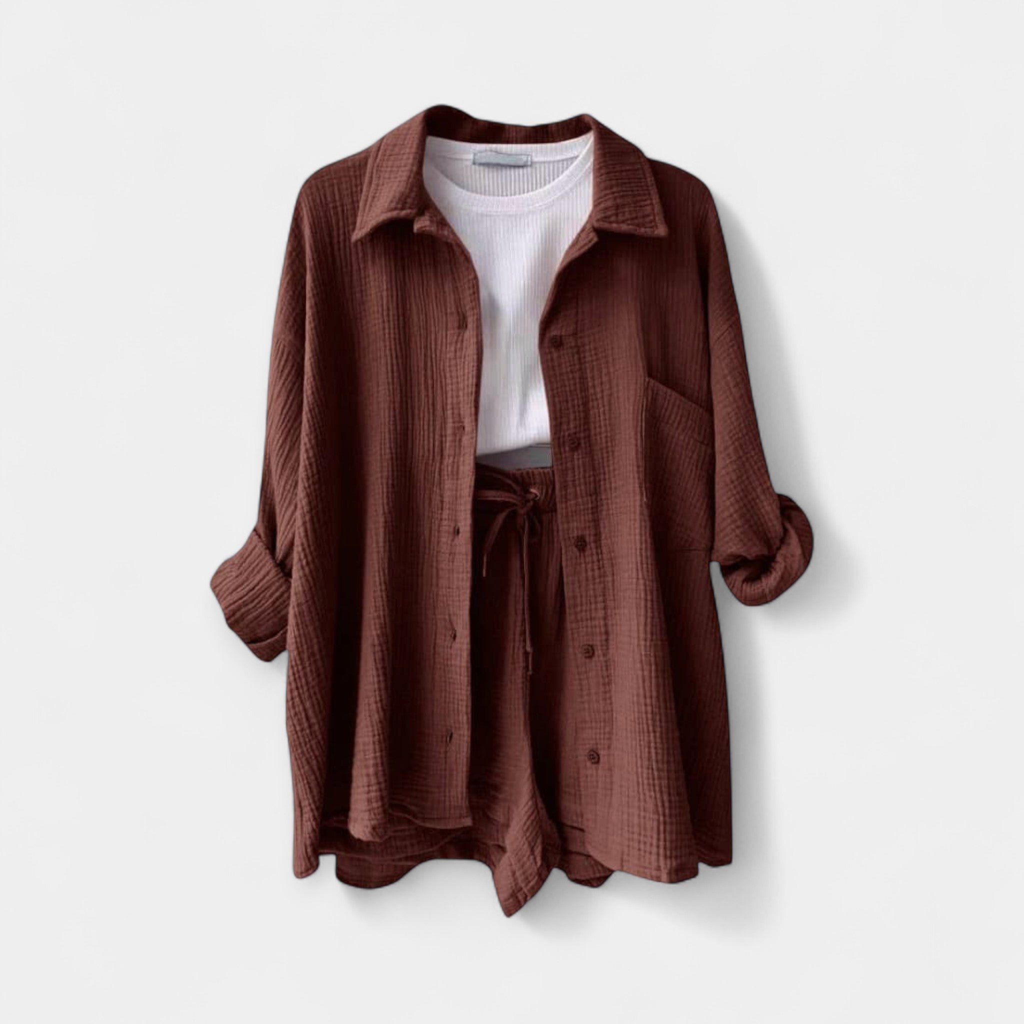 Dual Color Summer Outfit - Top and Shorts