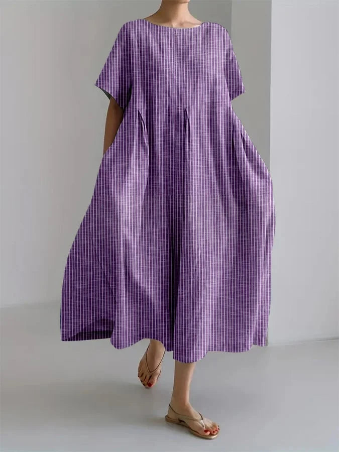 Sofie | Lang casual kjole med behagelig pasform og retro-stil til hverdag