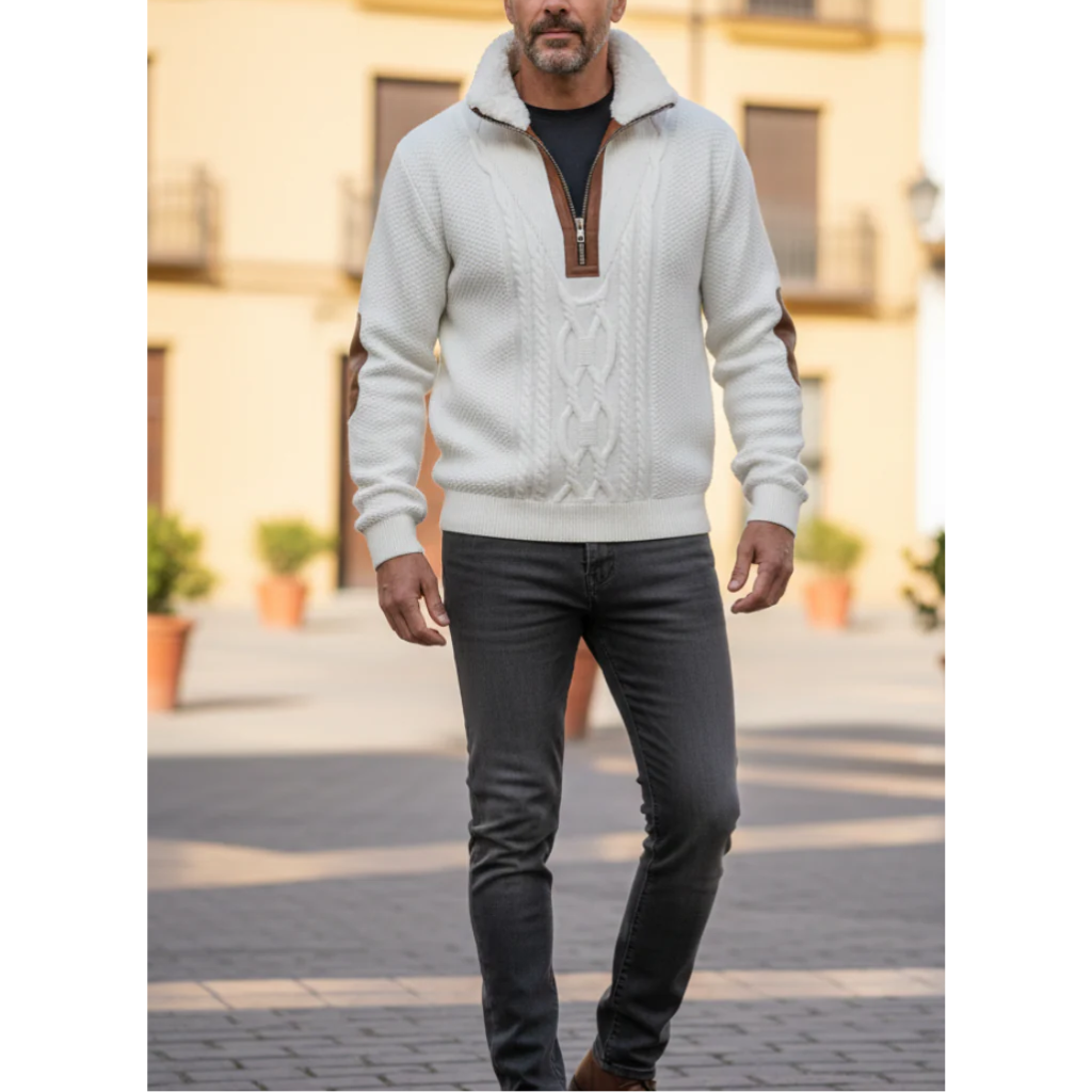 Jeffrey | Jersey with zip and lined high collar