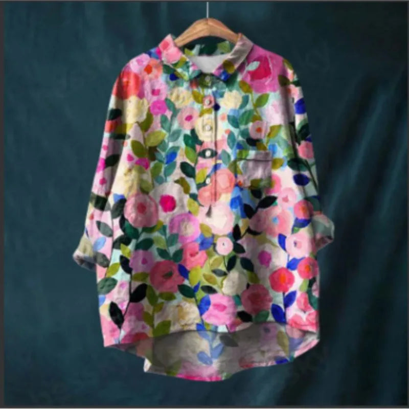 Aurora | Luxury shirt with colorful flowers