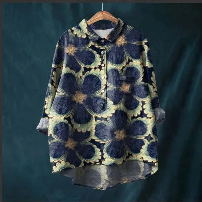 Estelle | Luxury shirt with blue flowers