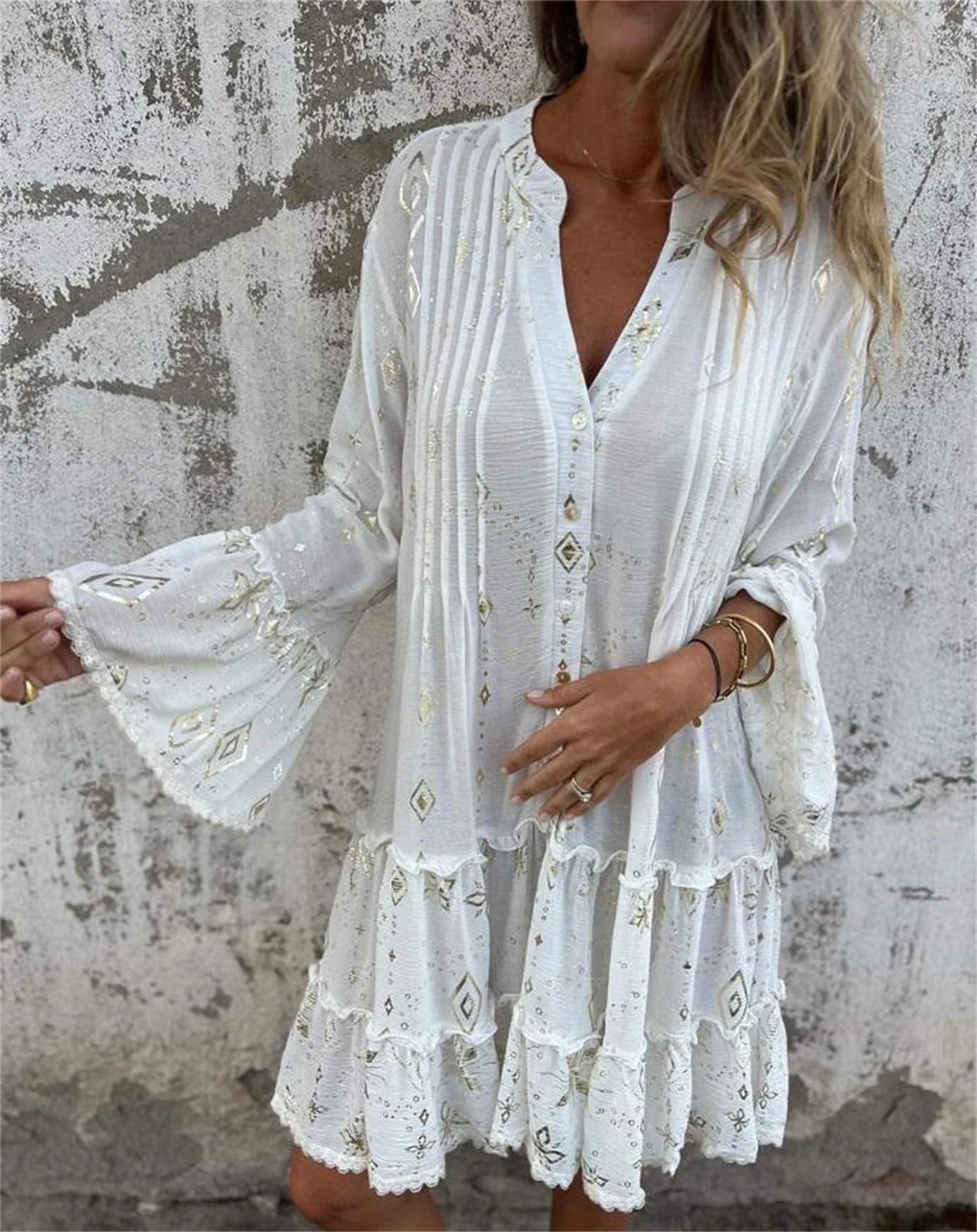 Aurora | Luxury dress with golden pattern