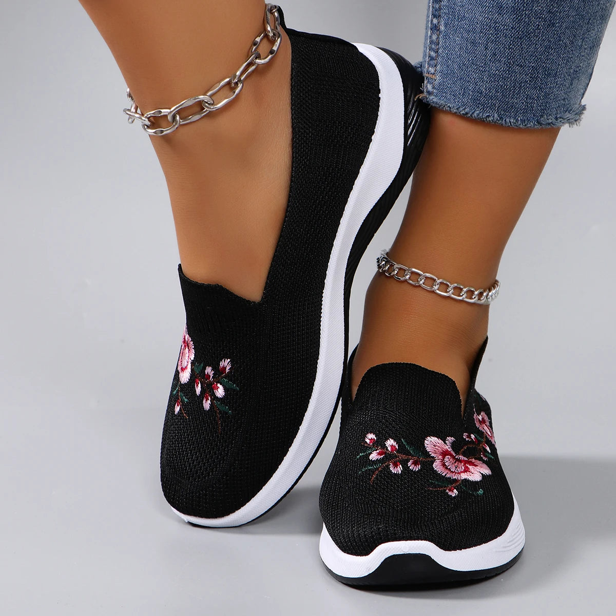 Sierra | Orthopedic spring shoes with floral embroidery