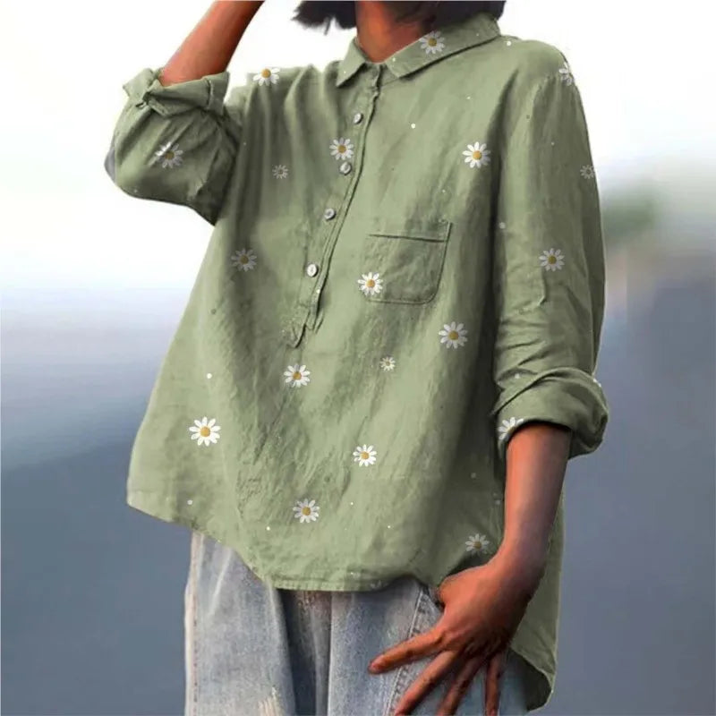Delilah | Luxury shirt with daisy flowers