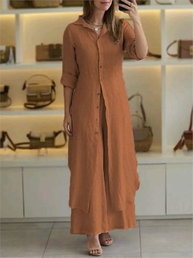 Imogen | Dress with wide trouser set