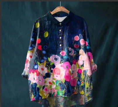 Tara | Luxury shirt with beautiful colorful flower mix