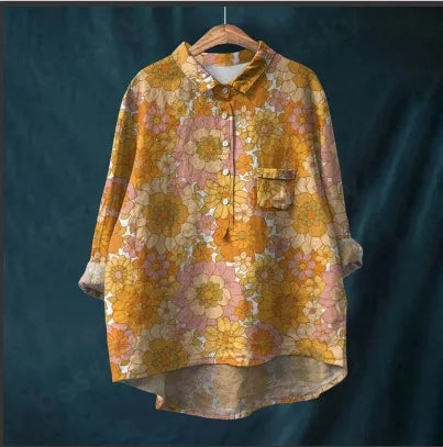 Sybil | Luxury shirt with yellow flowers