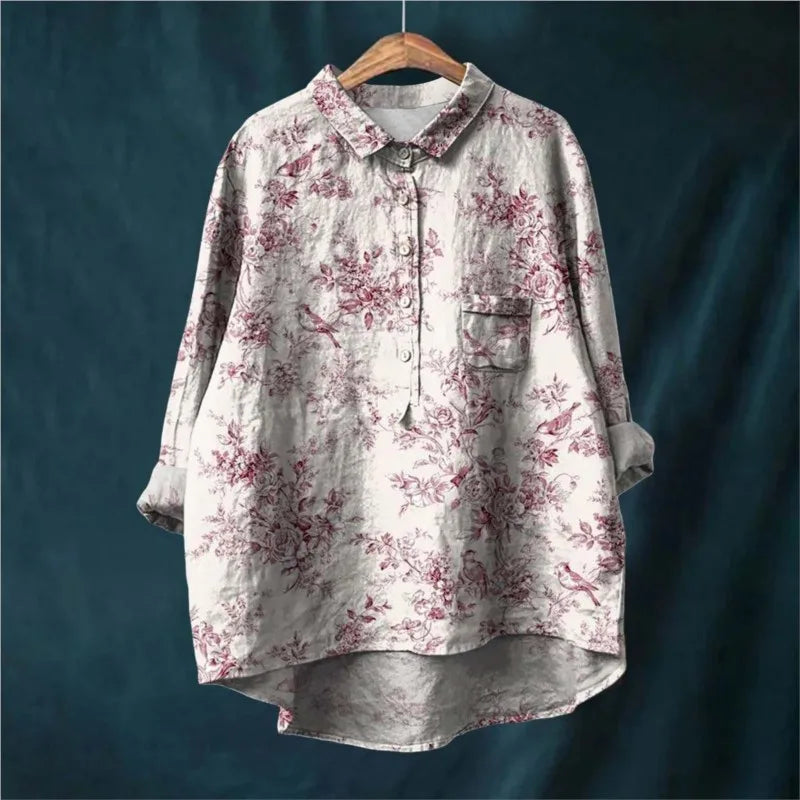 Magnolia | Luxury shirt with pink flowers