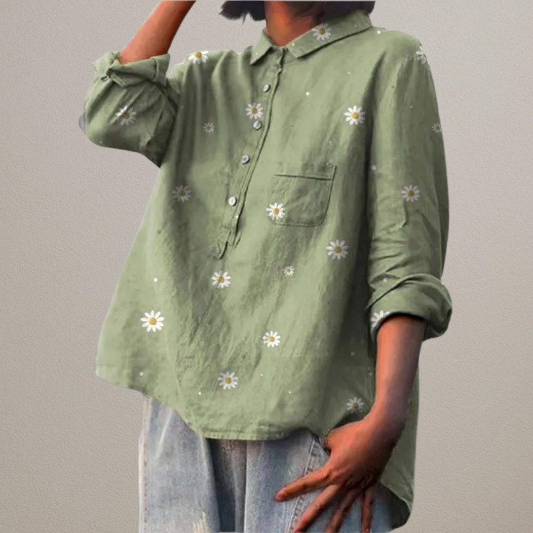Delilah | Luxury shirt with daisy flowers