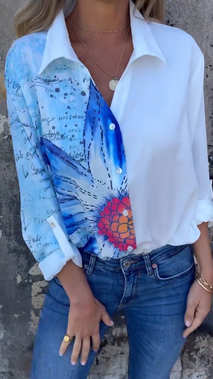 Hannah | Shirt with flaps and half print
